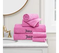 Juicy Couture Alyssa - Set di 6 asciugamani da bagno, 2 asciugamani da bagno, 2 asciugamani per le mani e 2 salviette, set di asciugamani da bagno rosa acceso