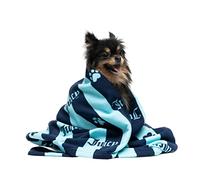 Juicy Couture Asciugamano per cani - 100% microfibra, blu navy/turchese cuore zampa strisce, assorbente ad asciugatura rapida