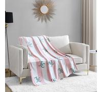 Juicy Couture Cabana - Coperta in peluche a righe rosa, 127 x 178 cm, lussuosa coperta in microfibra per il massimo comfort e calore accogliente