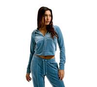 Juicy Couture Classic Velour Hoodie with Juicy Logo Felpa con Cappuccio, Blu-Bluestone, S (Pacco da 10) Donna