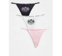 Juicy Couture - Confezione da 3 perizomi bianco/rosa/nero con stemma del logo-Multicolore L