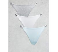 Juicy Couture - Confezione da 3 perizomi color grigio, bianco e blu con logo-Multicolore L