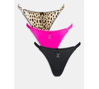 Juicy Couture - Confezione da 3 perizomi leopardato/rosa/nero-Multicolore L