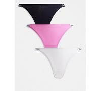 Juicy Couture - Confezione da 3 perizomi nero, rosa e bianco con logo-Multicolore S