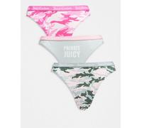 Juicy Couture - Confezione da 3 perizomi rosa e mimetici-Multicolore M