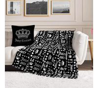 Juicy Couture - Coperta da tiro | Crown Royal | Peluche e accogliente | Coperte decorative per divani, sedie e letti| Lussuoso e morbido | Chic Home Decor | Misure 127 cm x 177 cm | Nero/Bianco