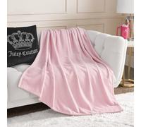 Juicy Couture Coperta in peluche tinta unita, 127 x 178 cm, colore: rosa marshmallow - morbida, accogliente e progettata per un glamour senza sforzo