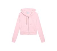 Juicy Couture Donna Felpa con Cappuccio in Velluto con Diamantini E Zip Frontale
