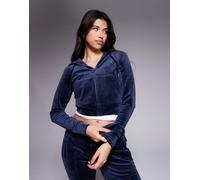 Juicy Couture - Felpa con cappuccio blu navy con zip in coordinato M