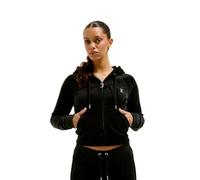 Juicy Couture Felpa da Donna Madison con Cappuccio e Cerniera in Velluto, Nero, M