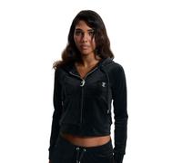 Juicy Couture Felpa da Donna Madison con Cappuccio e Cerniera in Velluto, Nero, XS