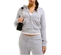 Juicy Couture Felpa da Donna Madison con Cappuccio e Cerniera in Velluto, Silver Marl, L