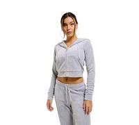 Juicy Couture Felpa da Donna Madison con Cappuccio e Cerniera in Velluto, Silver Marl, S