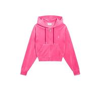 Juicy Couture Iccle Hoodie Kapuzensweatjacke, Sweatjacke mit Kapuze und Reißverschluss aus Velour in Verschiedenen Farben Felpa con Cappuccio, Rosa Acceso, XS Donna