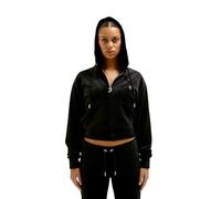 Juicy Couture Iccle Hoodie Kapuzensweatjacke, Sweatjacke mit Kapuze und Reißverschluss aus Velour in Verschiedenen Farben Felpa con Cappuccio, Nero, XL Donna