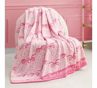 Juicy Couture Iconic Leopard Bows, coperta in peluche, 127 x 177,8 cm, rosa, coperta decorativa per divani, sedie e letti