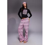 Juicy Couture - I've Been So Good - Pigiama natalizio e mascherina nero e rosa con logo-Multicolore M