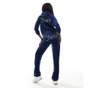 Juicy Couture - Joggers dritti in velour blu navy scuro in coordinato L