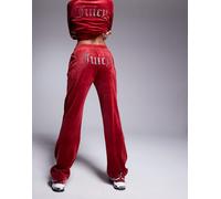 Juicy Couture - Joggers dritti in velour rossi in coordinato-Rosso S