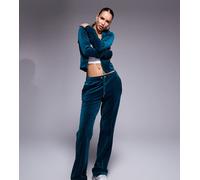 Juicy Couture - Joggers dritti in velour verde-azzurro intenso in coordinato - In esclusiva per ASOS-Blu XL