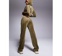 Juicy Couture - Joggers dritti in velour verde oliva scuro in coordinato XL
