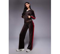 Juicy Couture - Joggers dritti marroni e rossi con logo e riga laterale in coordinato-Multicolore M