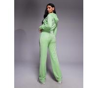 Juicy Couture - Joggers in velour verde lime con coulisse e logo in strass in coordinato L