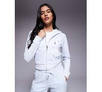 Juicy Couture - Madison - Felpa in velour blu celeste chiaro con cappuccio e zip in coordinato XS