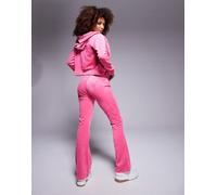 Juicy Couture - Regal - Joggers dritti in velour rosa acceso in coordinato XL