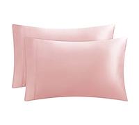 Juicy Couture - Set di 2 federe effetto raso per capelli e pelle, rosa, king size, federe rinfrescanti in raso setoso con chiusura a busta