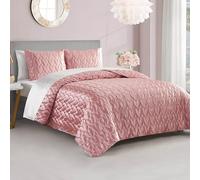 Juicy Couture Set di biancheria da letto matrimoniale king size, 3 pezzi, in raso con cuori, colore: oro rosa
