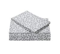 Juicy Couture Set di lenzuola in microfibra | Lenzuola Queen Size leopardate argento | Set di 4 pezzi include lenzuolo con angoli, lenzuolo piatto e 2 federe | tasche profonde, resistente alle rughe e anti pelucchi