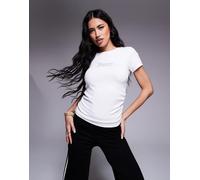 Juicy Couture - T-shirt arricciata bianca con logo in strass-Bianco 2XS