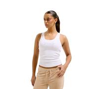 Juicy Couture Thin Strap Racer Vest-Figurbetonte Sportliche Weste mit Applikationen in Versch. Farben Canottiera alla Moda, Bianco, S Donna