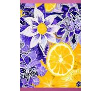 JUICY FRUIT LEMON LAVENDER Tropical Citrus-Botanical Floral Garden Kaleidoscope Art-JOURNAL NOTEBOOK DIARY RECIPE BLANK BOOK-Flower Artist Women Teen ... SCHOOL SUPPLY֎College University