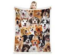 Juirnost Coperta con stampa cane, in poliestere, a tema cane, multicolore, 127 x 152,4 cm