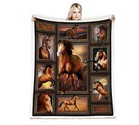 Juirnost Cozy Horse Print Coperta per ragazze - Calda e confortevole, 127 x 152,4 cm, coperta con cavallo occidentale