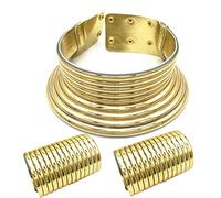 JUJNE Collana Africana Set di Gioielli Collana Girocollo Esagerata Bracciale a Due Set per Feste di Matrimonio Gioielli in