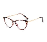 JUJNTNT Montatura per occhiali da vista Cat Eye da donna con lenti trasparenti (leopardato)