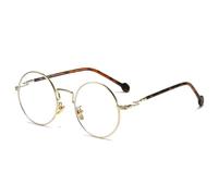 JUJNTNT Montatura per occhiali da vista da donna, classica, rotonda, in metallo, trasparente, alla moda, da uomo, con montatura leopardata (dorata)