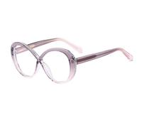 JUJNTNT Montatura per occhiali rotondi oversize multicolore da donna con cerniera a molla (grigio rosa)