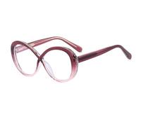 JUJNTNT Montatura per occhiali rotondi oversize multicolore da donna con cerniera a molla (viola rosa)