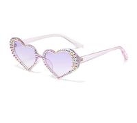 JUJNTNT Occhiali da sole a forma di cuore con diamanti per donna, di lusso, con strass lucidi, montatura piccola, UV400 (viola-viola)