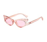 JUJNTNT Occhiali da sole a forma di occhio di gatto con diamanti per donna, con strass, vintage, montatura piccola, UV400 (rosa-rosa)