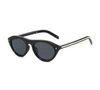 JUJNTNT Occhiali da sole da donna Cat Eye Fashion ovali con rivetti (nero grigio)