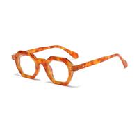 JUJNTNT Occhiali da sole da donna con piccoli quadrati poligonali alla moda, stile retrò, con rivetti, da uomo, UV400, di tendenza, per sport all'aria aperta (ambra trasparente)