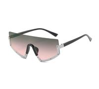 JUJNTNT Occhiali da sole da donna e uomo, montatura in metallo con una sola lente, aspetto unico, per foto all'aperto in stile retrò (C3 argento-verde rosa)