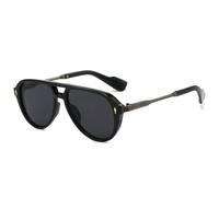 JUJNTNT Occhiali da sole di lusso da donna con doppi ponti retrò, alla moda, rivetti, occhiali da sole da uomo, UV400, di tendenza, per sport all'aria aperta (grigio canna di fucile nero)