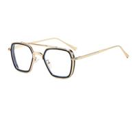 JUJNTNT Occhiali da sole geometrici quadrati con montatura in metallo e doppio ponte, design alla moda per uomo e donna, leggeri e strutturati, con naselli regolabili, taglia unica C8.