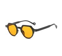 JUJNTNT Occhiali da sole ovali piccoli alla moda per donna Uv400 Vintage Punk Rivetti Caramelle Color Uomo Leopardo (Nero arancione)